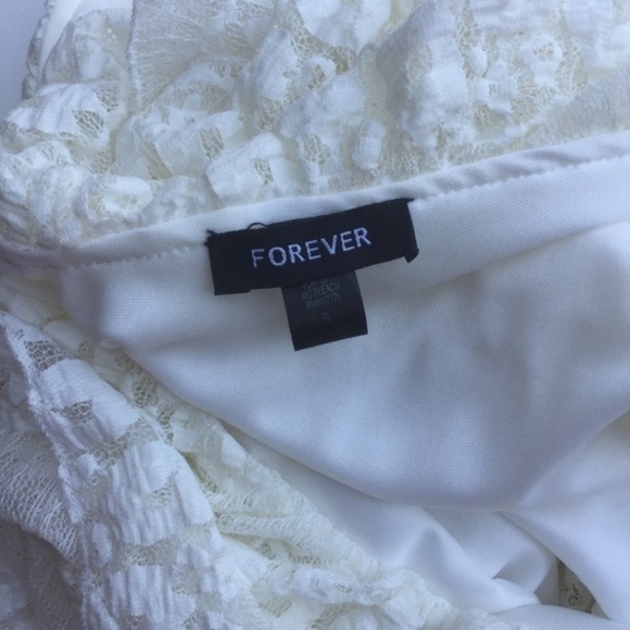 Forever Ruffle Layer Mini Lace Dress Ivory Size S - Picture 6 of 7